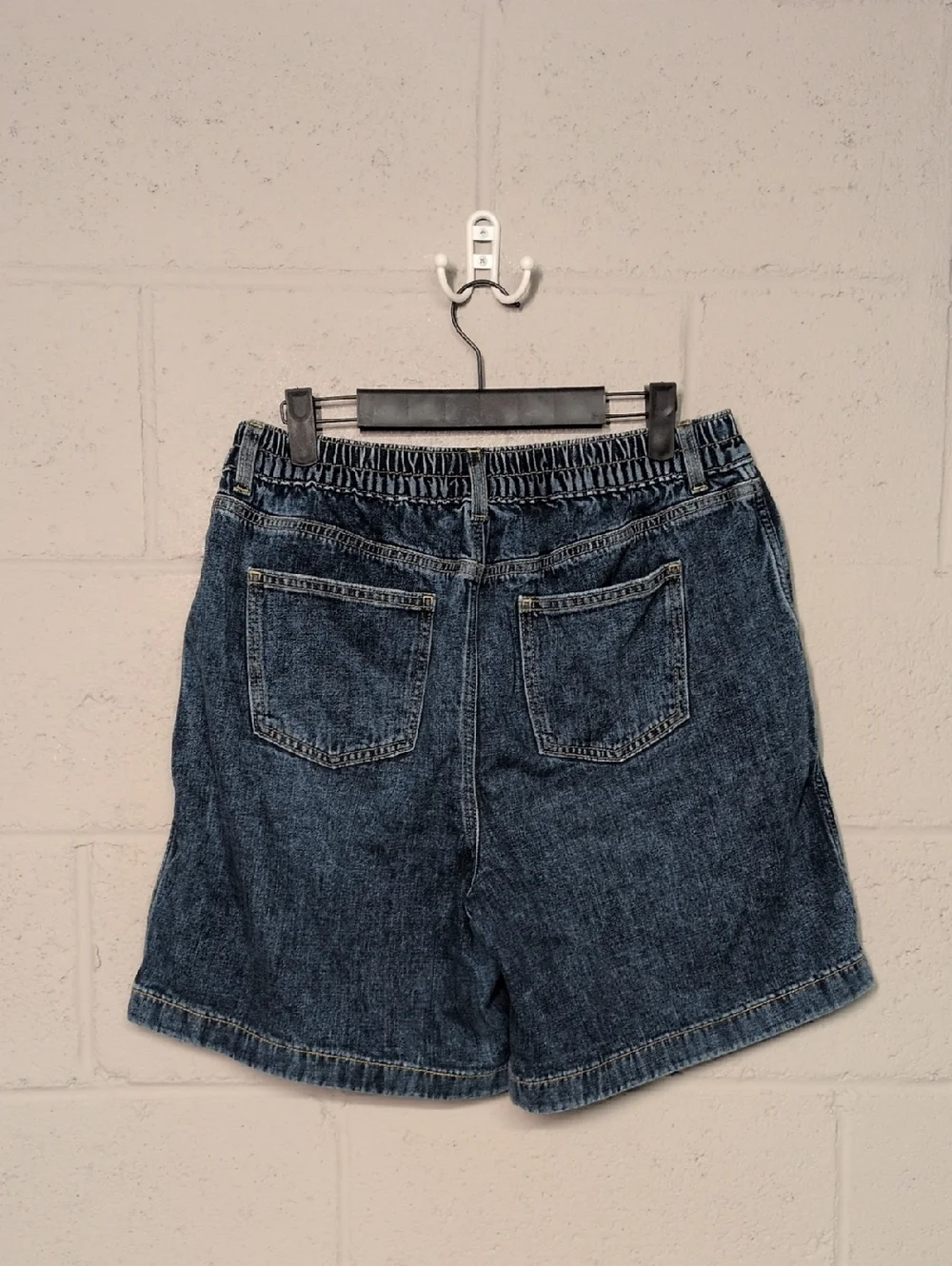 aerie Oversized Elastic Waist Denim Trouser Shorts, Size Medium, Baggy Jorts